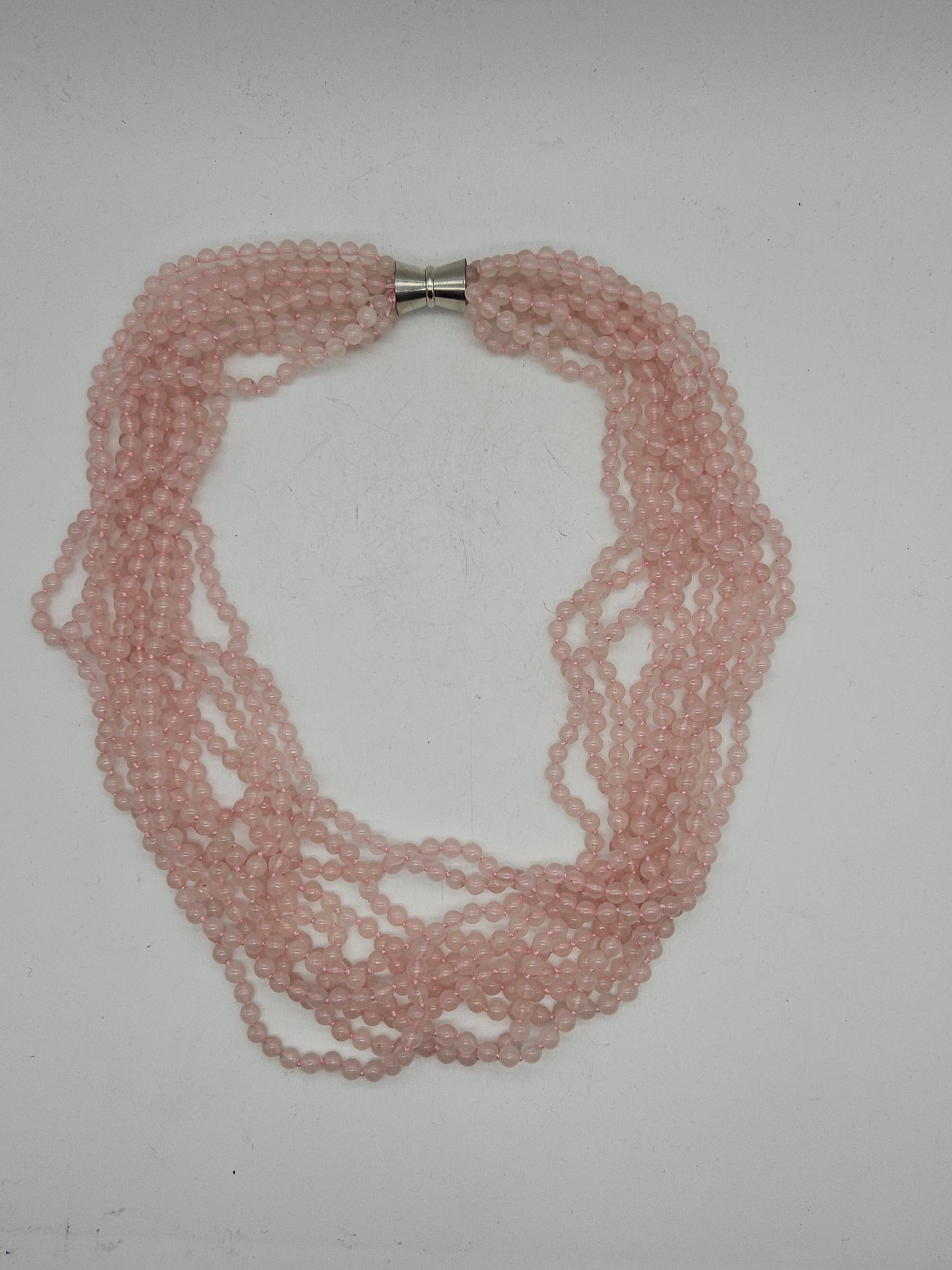 Large vintage heavy (348g) necklace beads made of natural rose quartz, 70cm