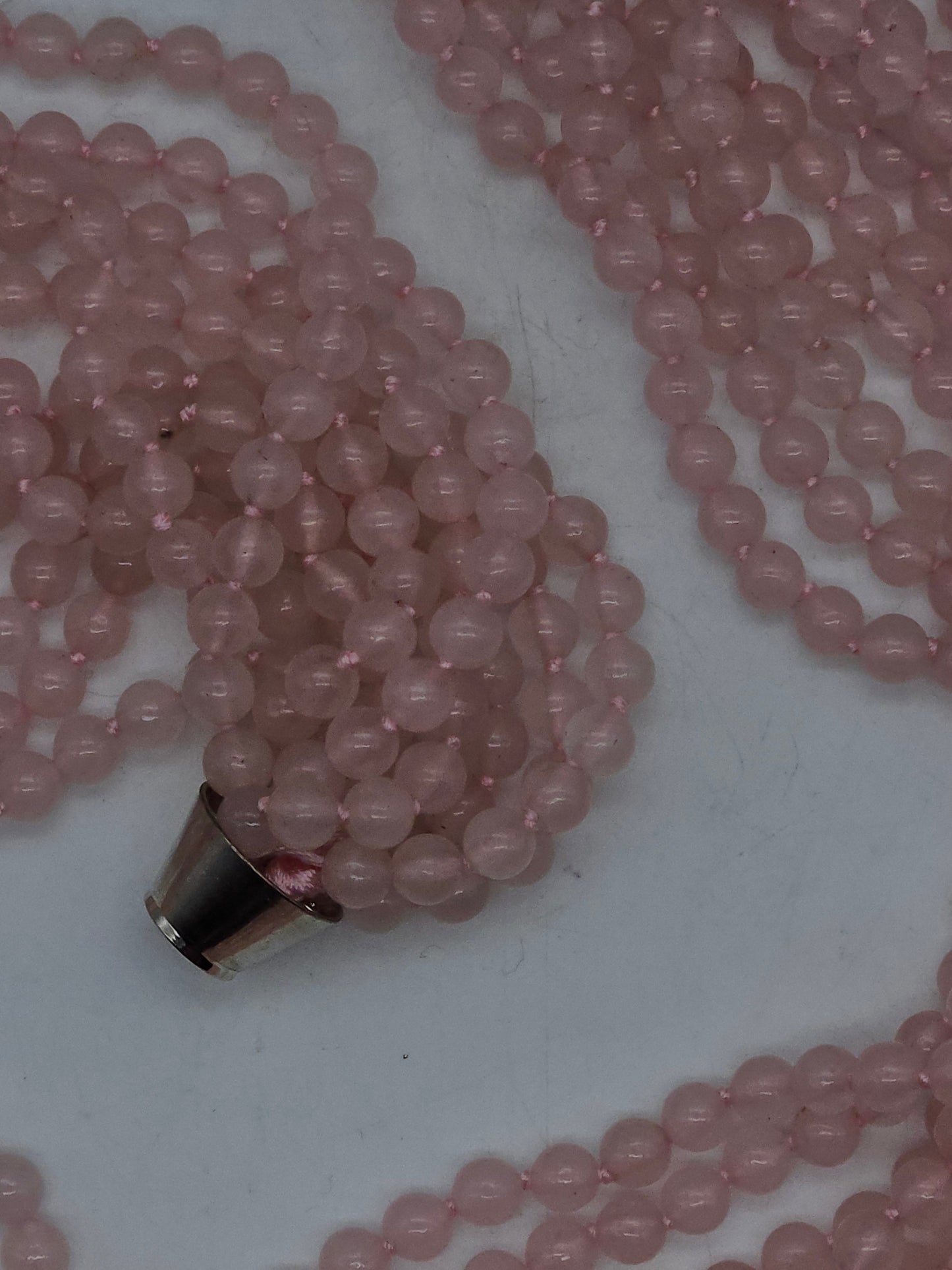 Large vintage heavy (348g) necklace beads made of natural rose quartz, 70cm