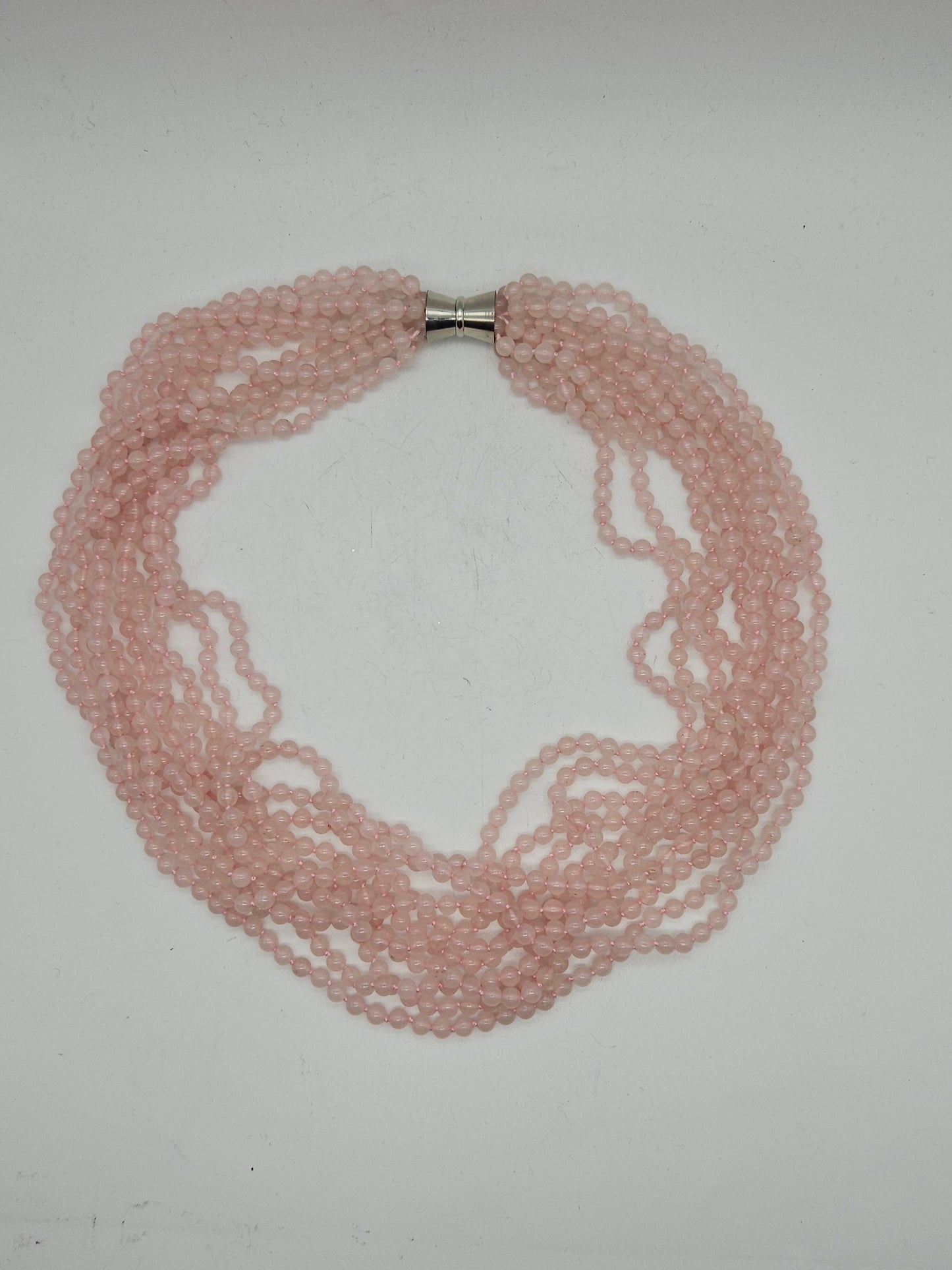 Large vintage heavy (348g) necklace beads made of natural rose quartz, 70cm