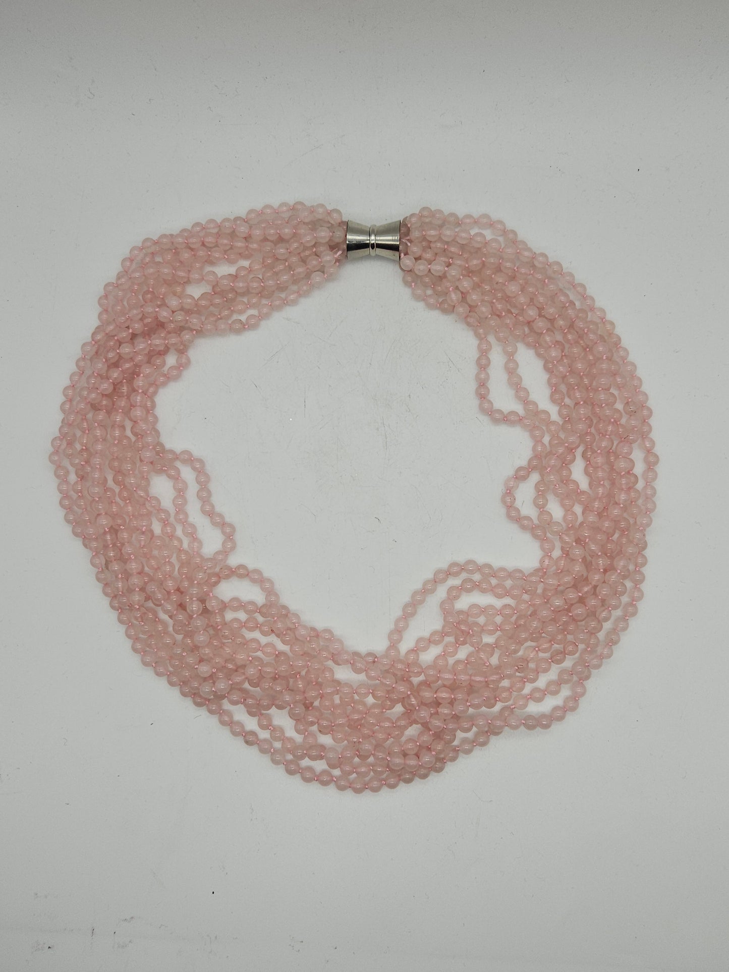 Large vintage heavy (348g) necklace beads made of natural rose quartz, 70cm