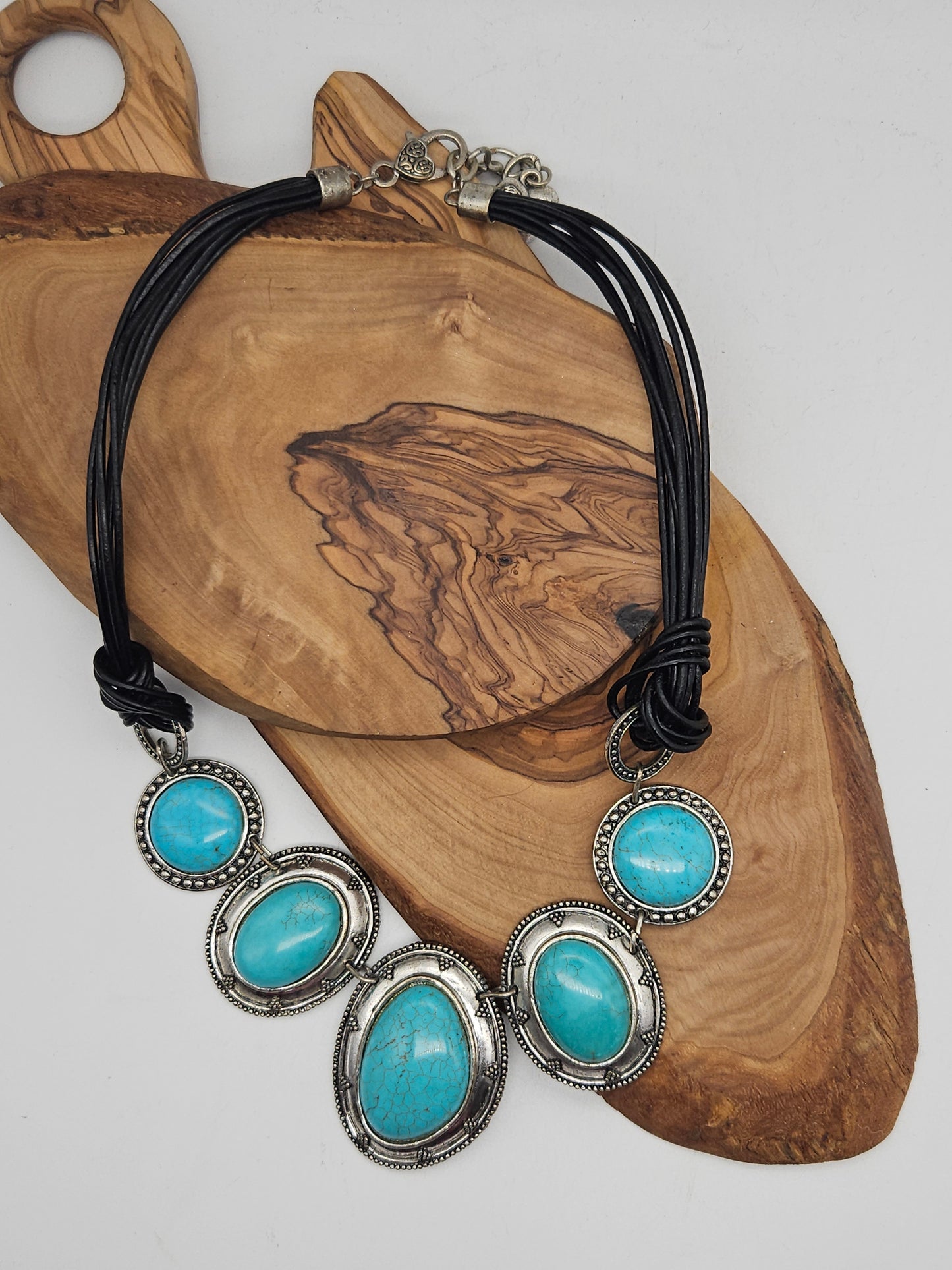 Vintage Massive Ethnic Style Necklace with Faux Blue Turquoise