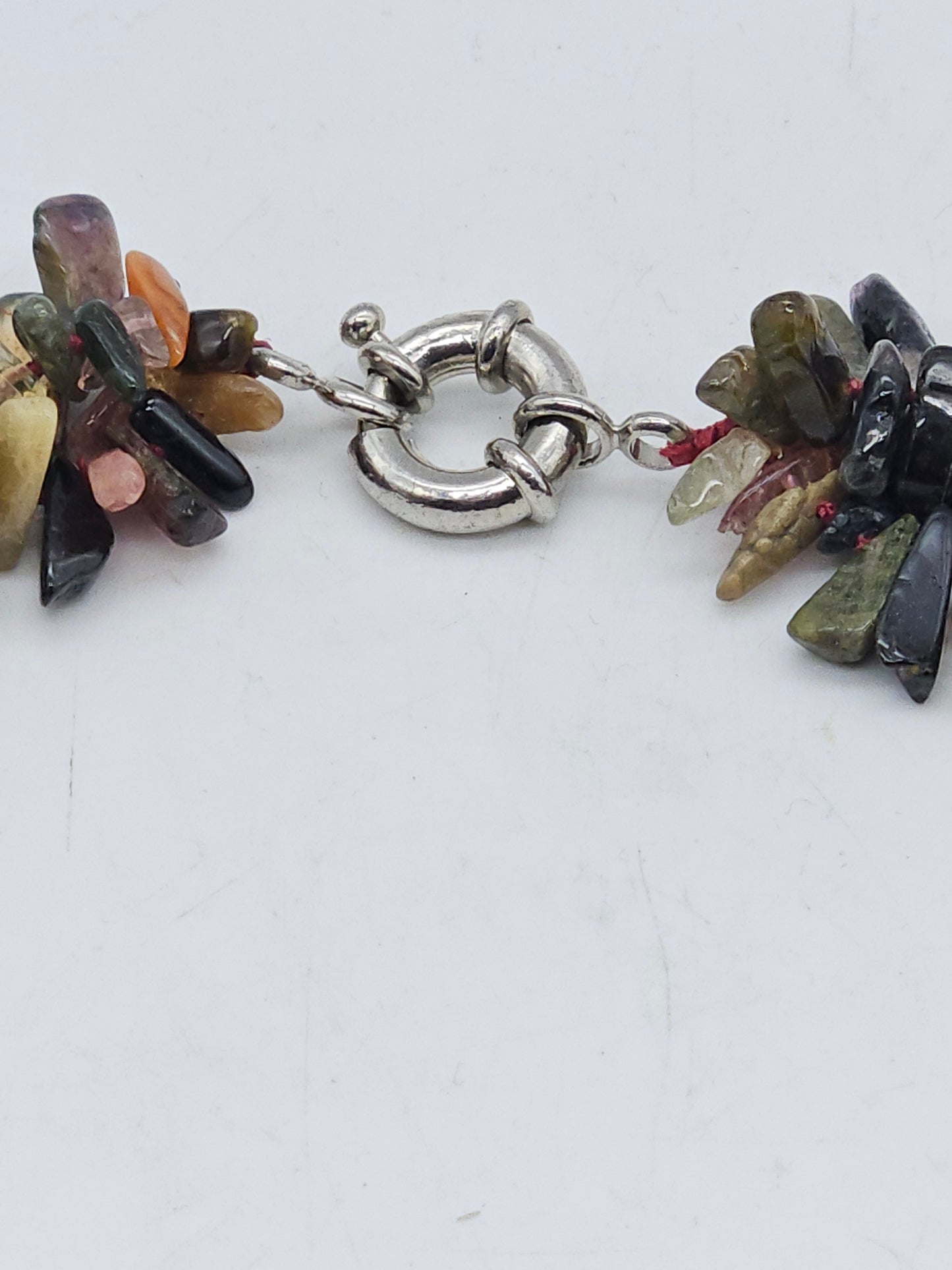 Layered (140g) necklace beads made of natural rose quartz, amethyst, chalcedony