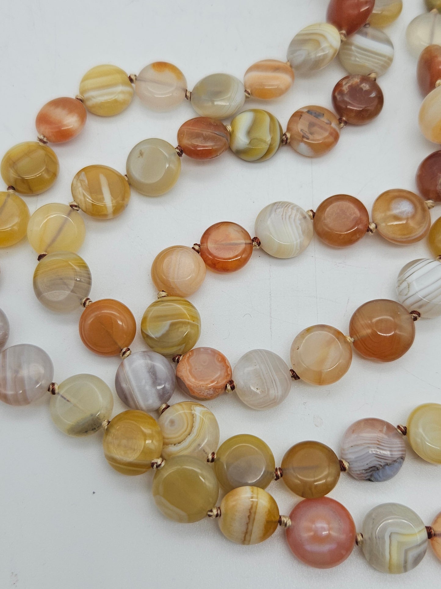 Extra long Beaded necklace made of natural agate, VGC, L900