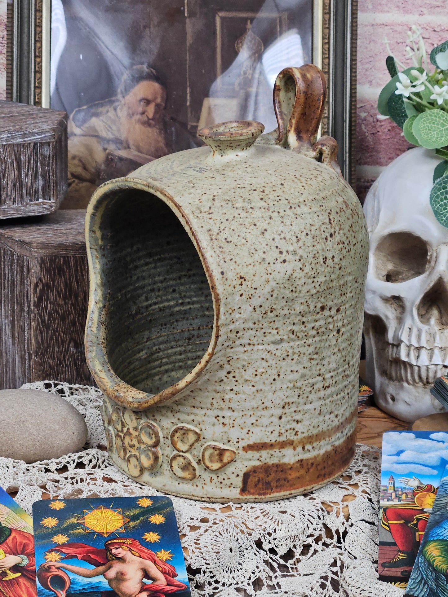 Large vintage studio pottery Salt Pig, VGC