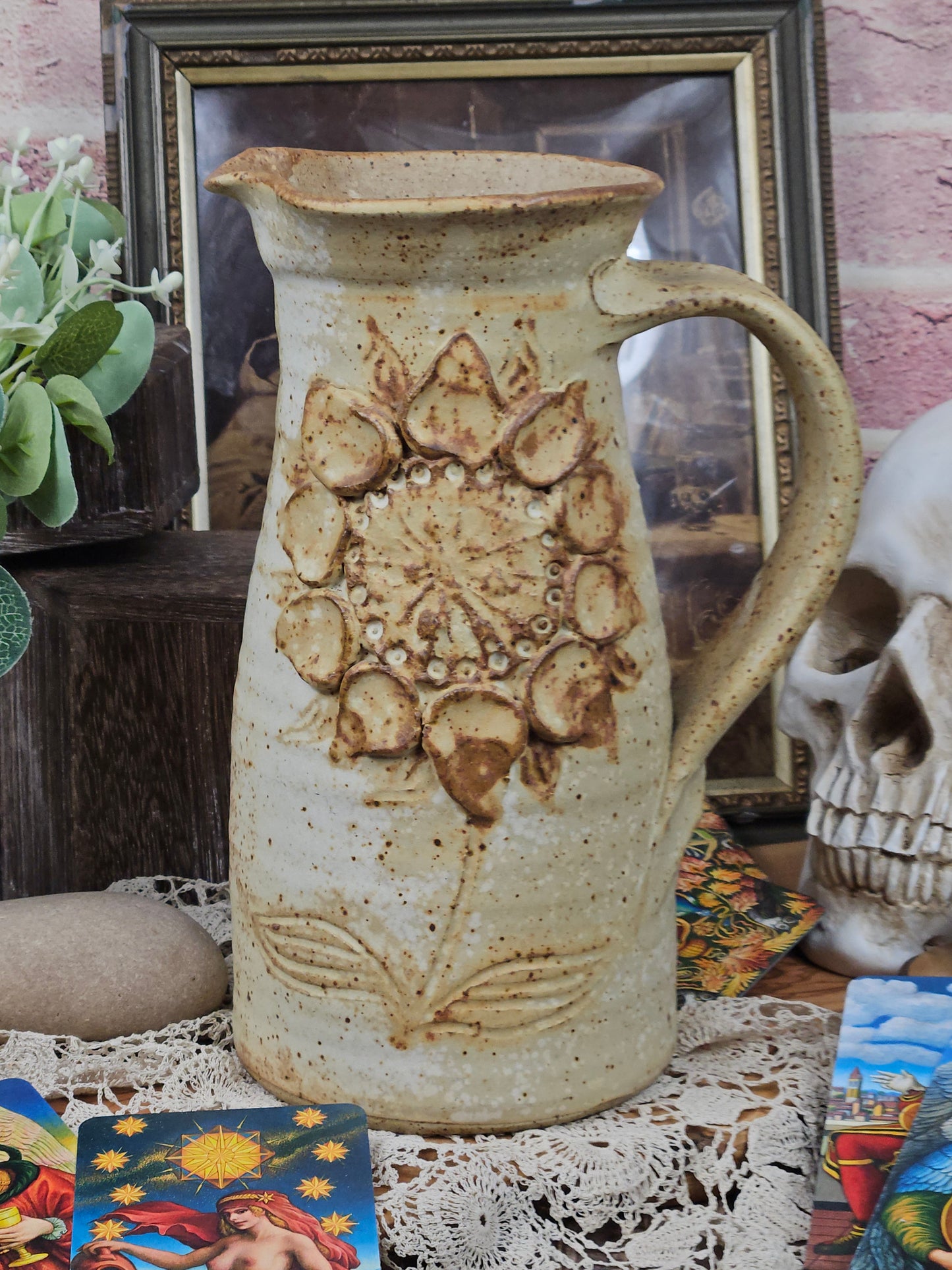 Large vintage studio pottery Water Jug, Could be in Tom Bombadil House!