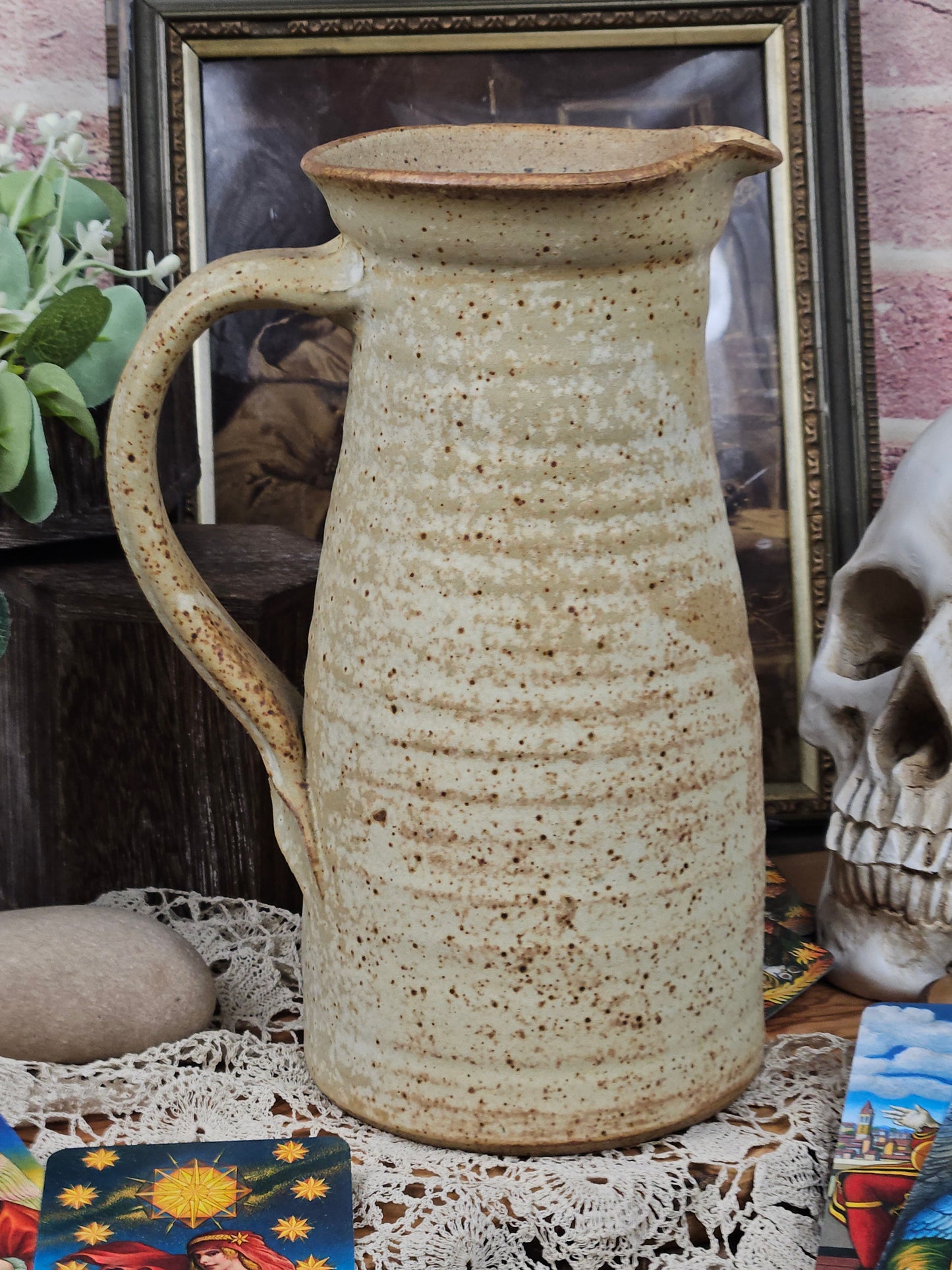 Large vintage studio pottery Water Jug, Could be in Tom Bombadil House!