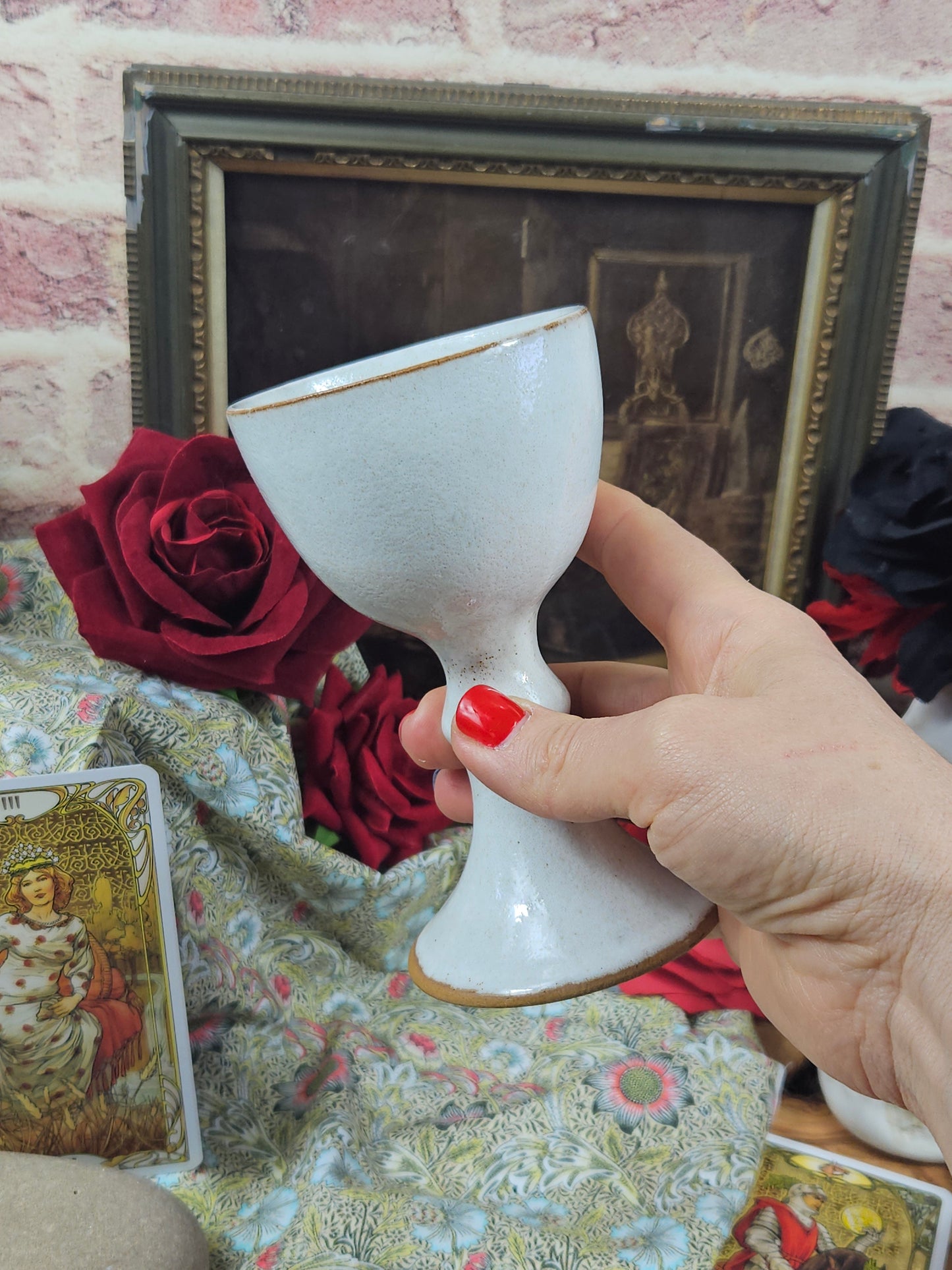 Vintage Studio Pottery Beautifully glazed Milk Colour goblet VGC