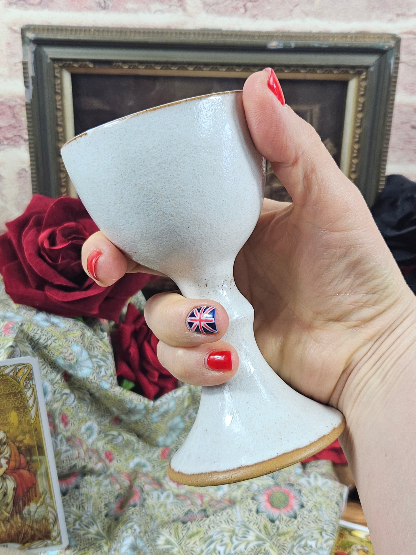 Vintage Studio Pottery Beautifully glazed Milk Colour goblet VGC