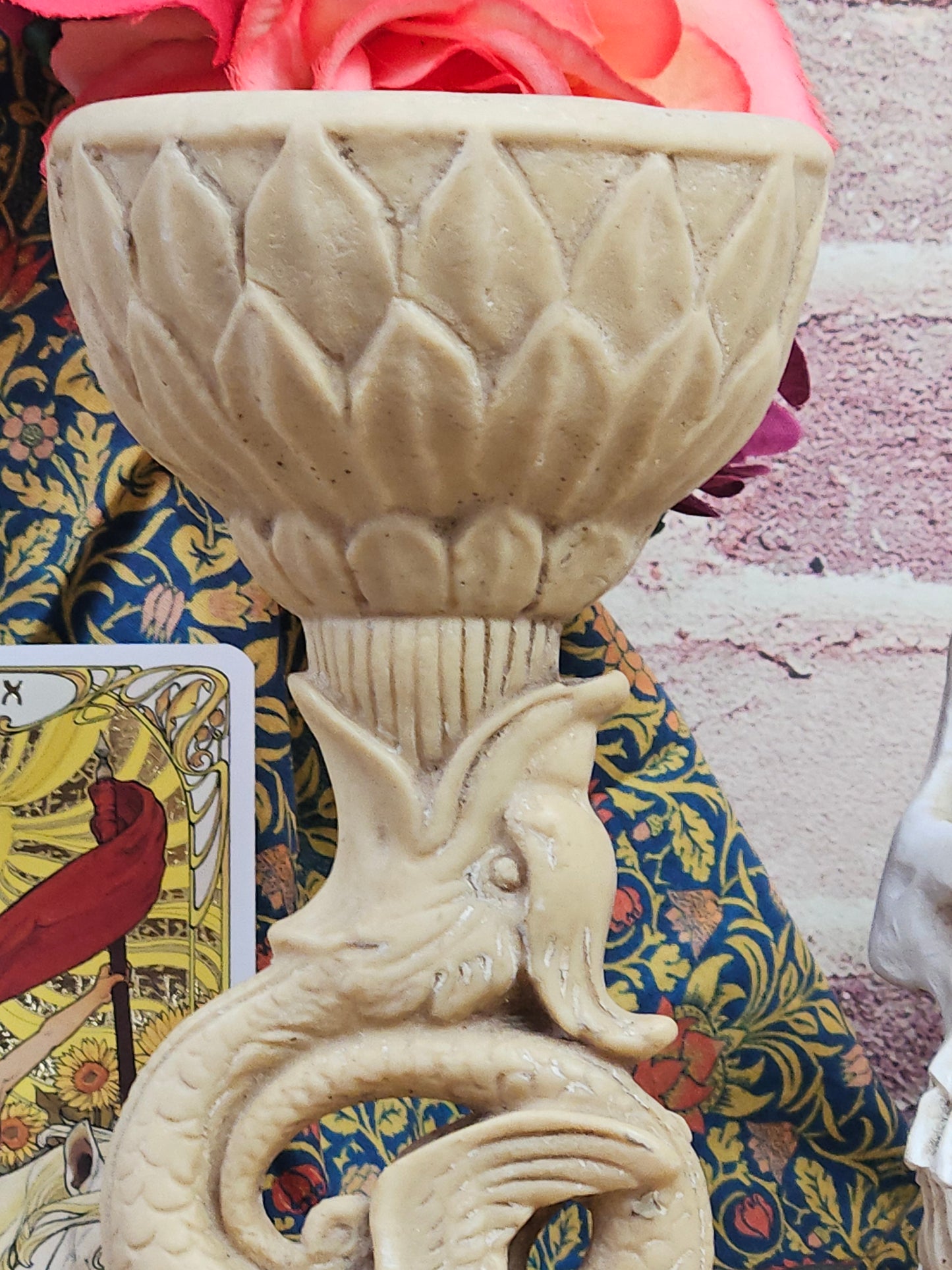 Unusual Vintage Resin Dragon Candleholder or Vase or Urn