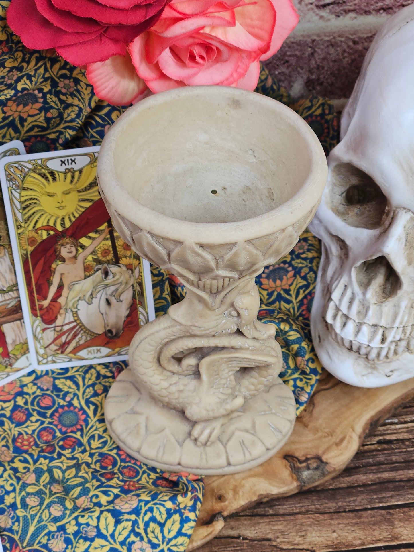 Unusual Vintage Resin Dragon Candleholder or Vase or Urn