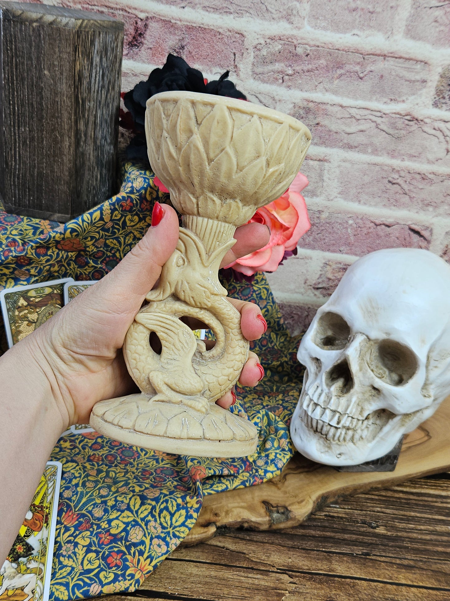 Unusual Vintage Resin Dragon Candleholder or Vase or Urn