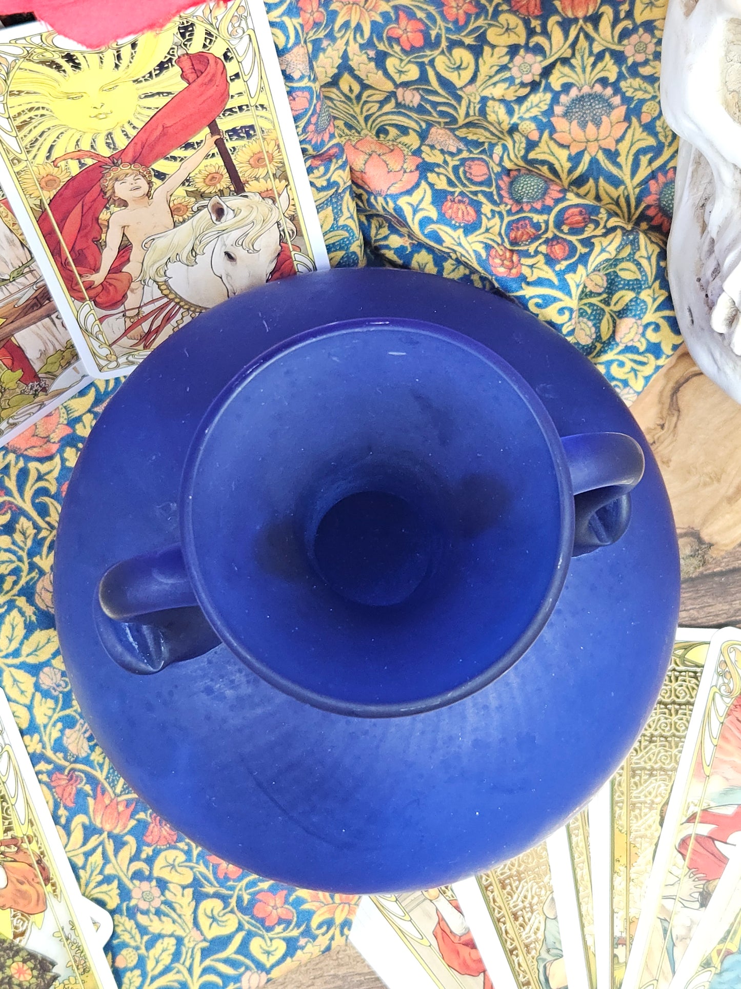 Vintage Blue Matte Finish Glass Bottle or Vase