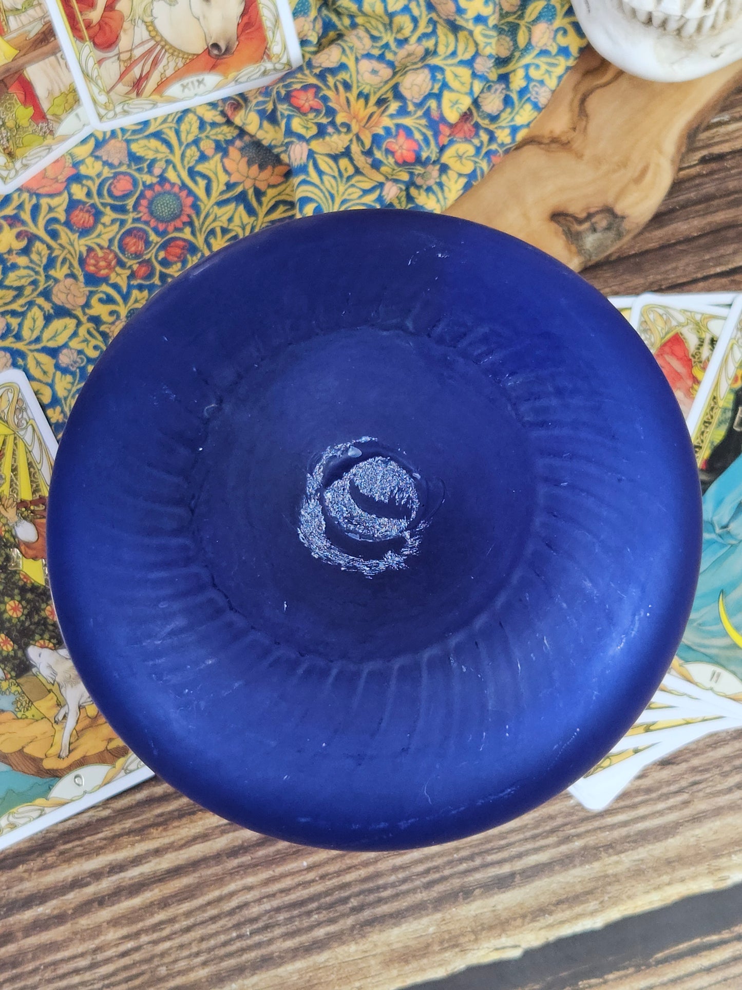 Vintage Blue Matte Finish Glass Bottle or Vase