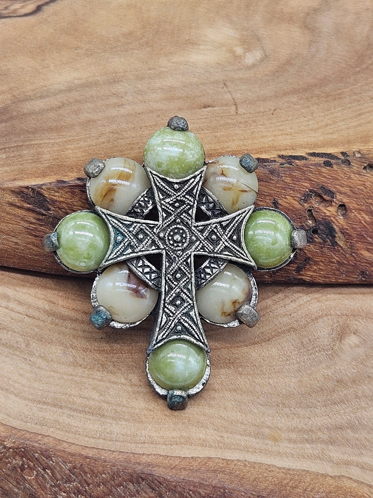 Vintage Scottish style brooch - The Cross with Scottish gemstones.