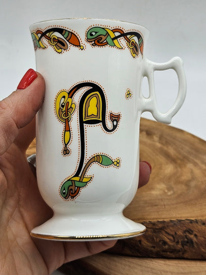 Vintage Fine Bone China Irish Coffee Cup, Royal Tara Book of Kells ET8016