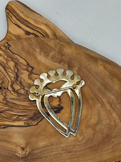 Vintage Celtic style brooch - Two Hearts Forever.