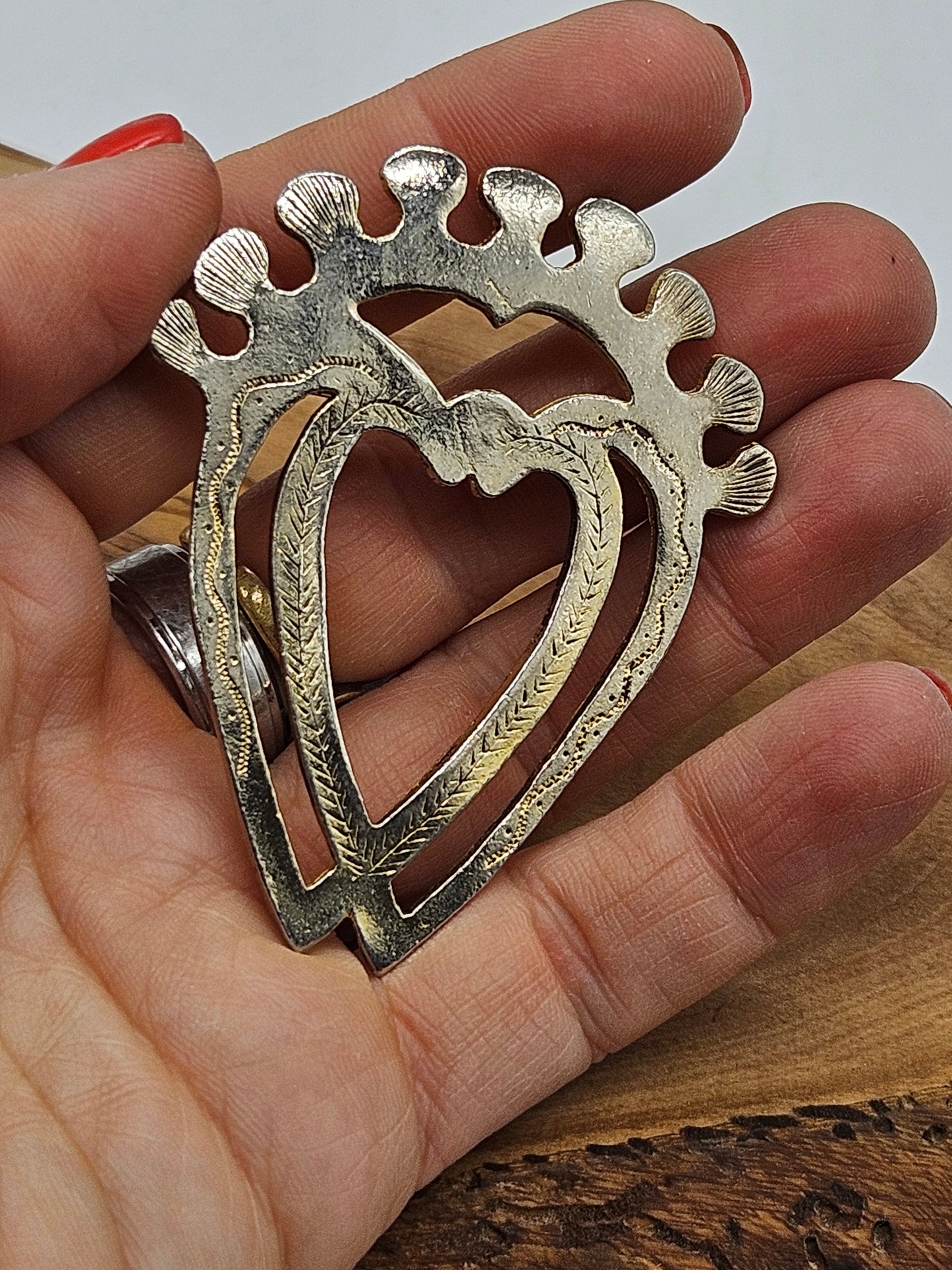 Vintage Celtic style brooch - Two Hearts Forever.