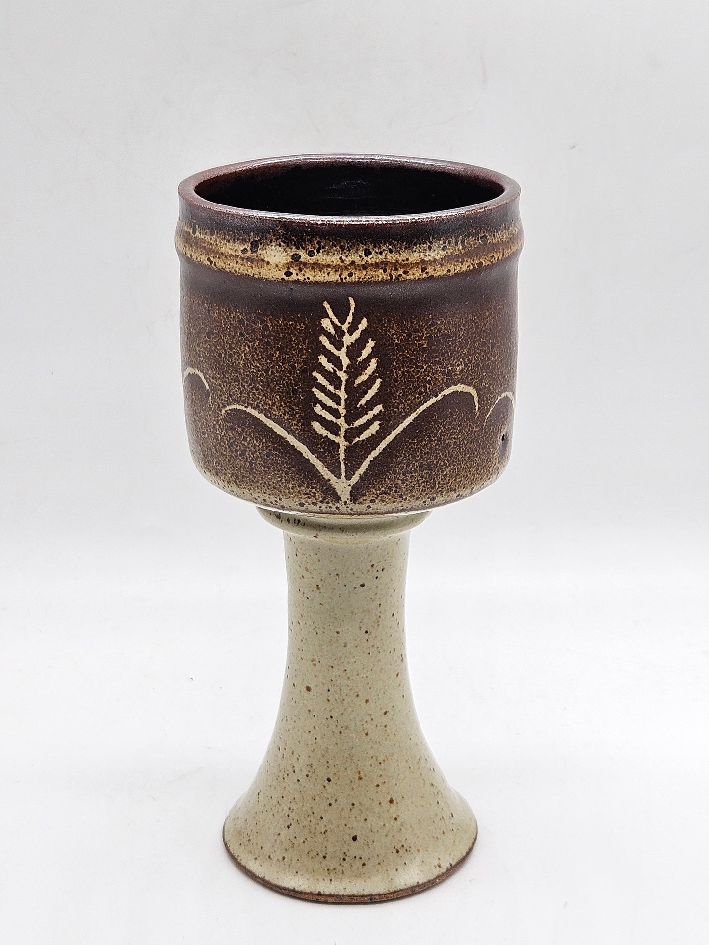 Vintage Large Medieval Style Goblet "Ears of Wheat", Studio Pottery