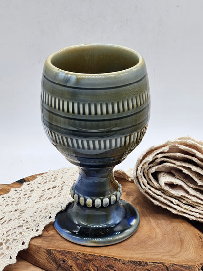 Studio Pottery fully Glazed Heavy Wine Goblet