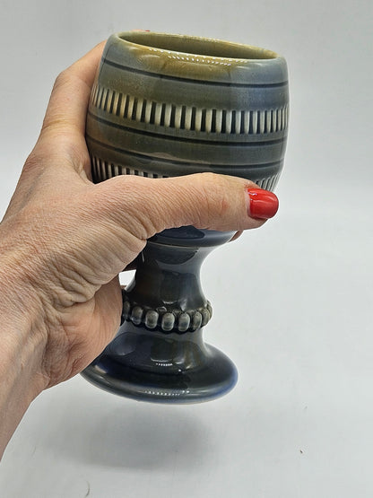 Studio Pottery fully Glazed Heavy Wine Goblet