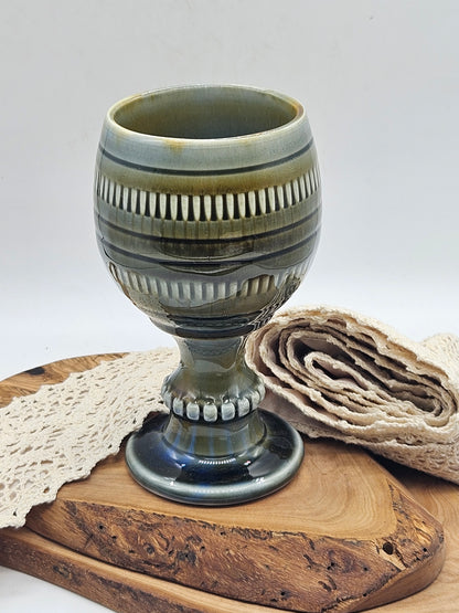 Studio Pottery fully Glazed Heavy Wine Goblet