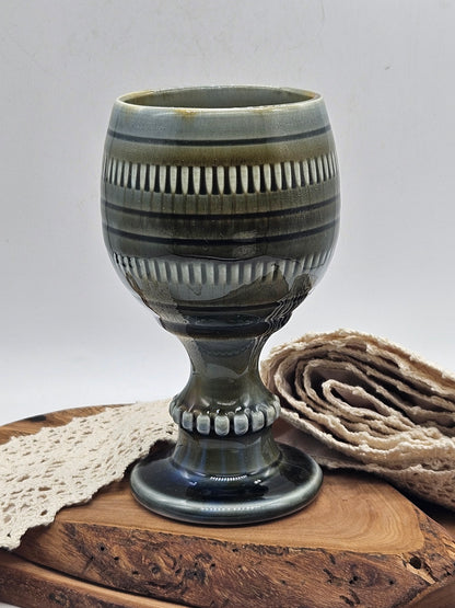 Studio Pottery fully Glazed Heavy Wine Goblet