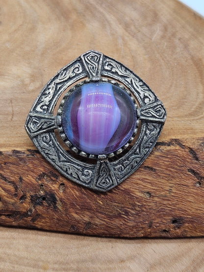 Vintage antique Scottish Brooch with Violet Insert
