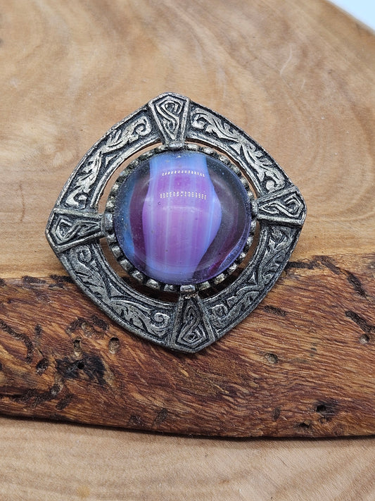 Vintage antique Scottish Brooch with Violet Insert