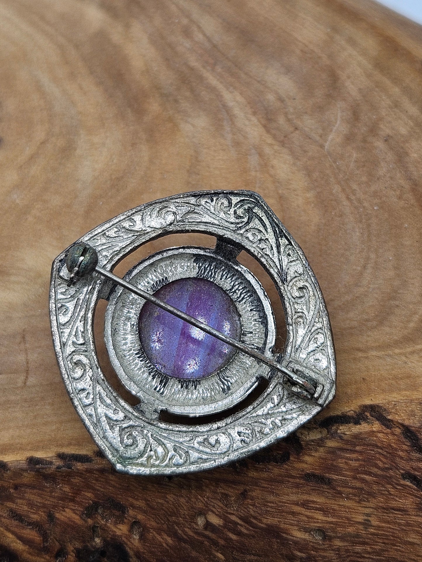 Vintage antique Scottish Brooch with Violet Insert