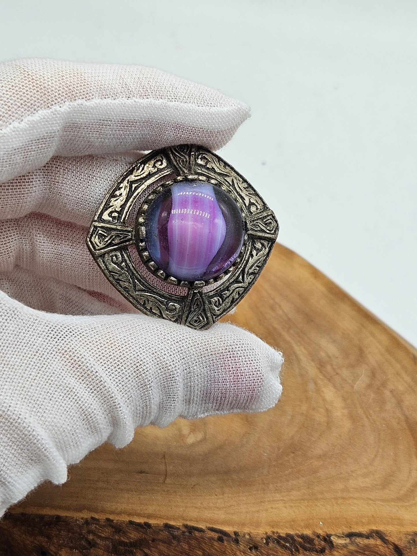 Vintage antique Scottish Brooch with Violet Insert