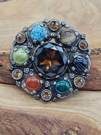Vintage Large Scottish brooch with Scottish gemstones