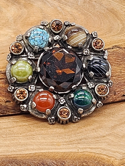 Vintage Large Scottish brooch with Scottish gemstones