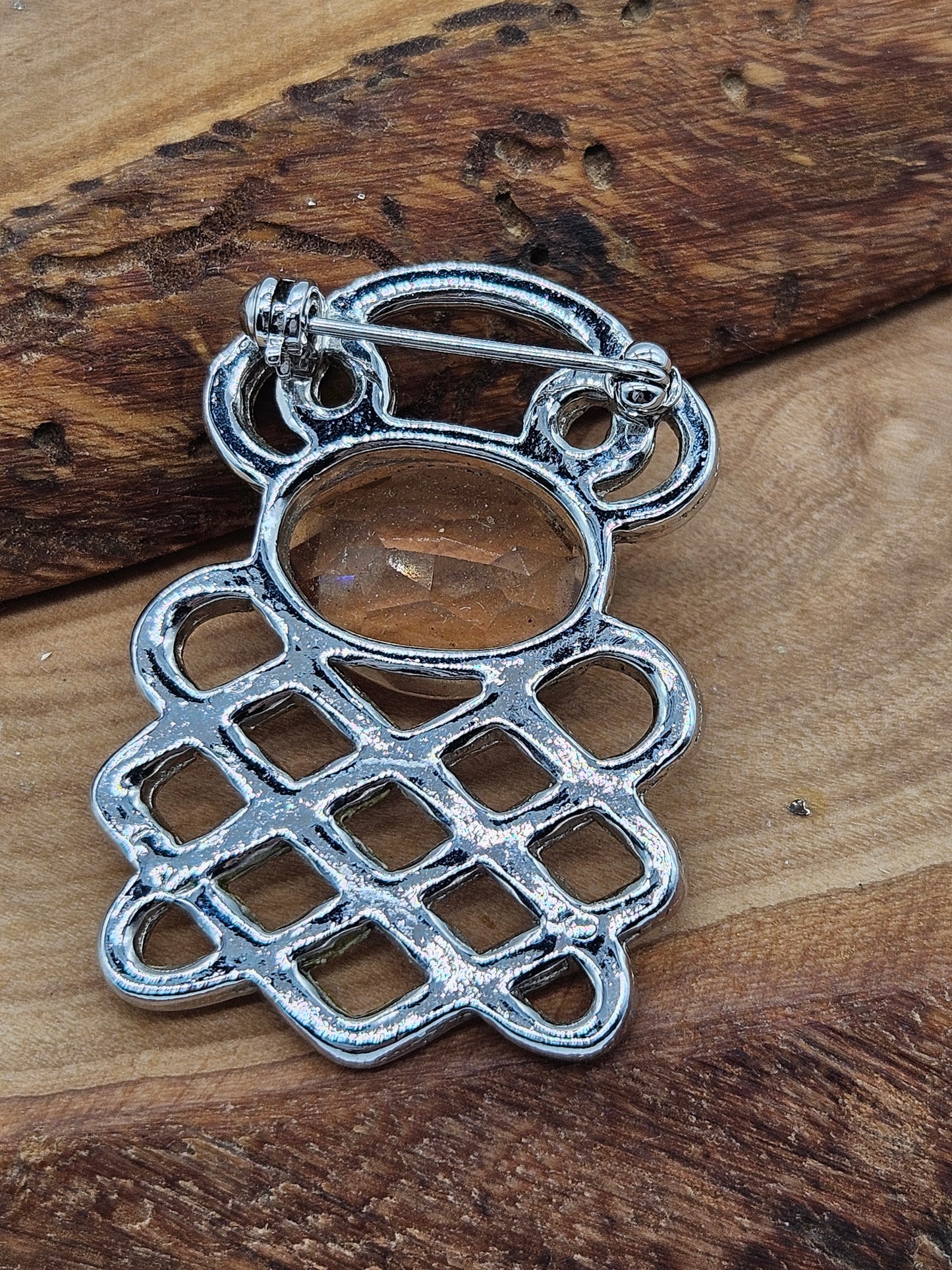 Vintage Celtic Knots brooch/pendant with faceted gemstone