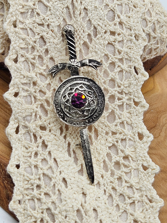 Vintage Scottish Pin Kilt Brooch Sword with Shield