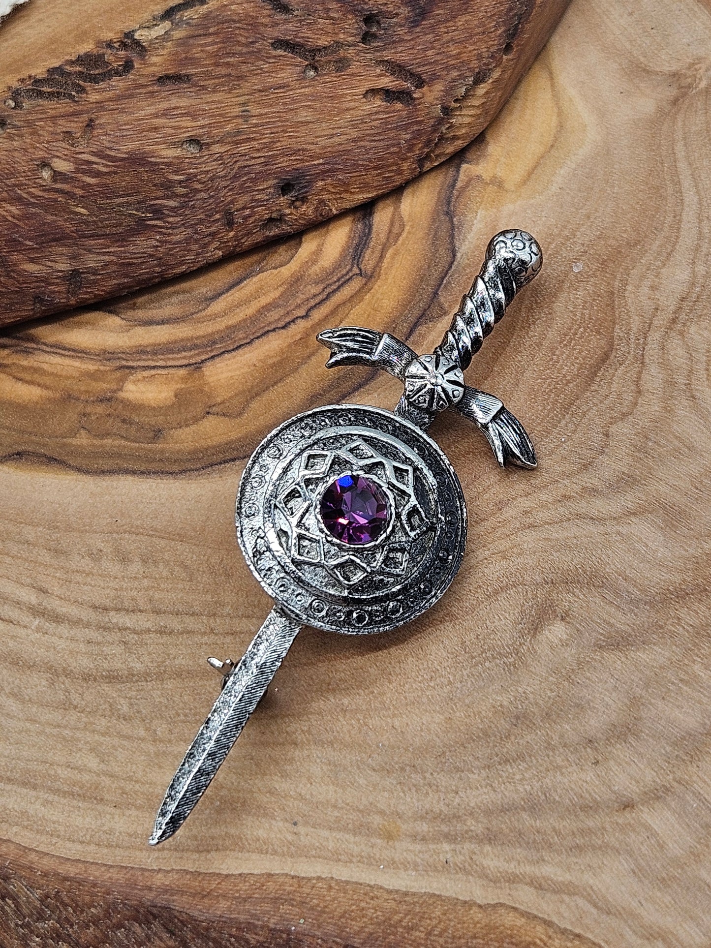 Vintage Scottish Pin Kilt Brooch Sword with Shield