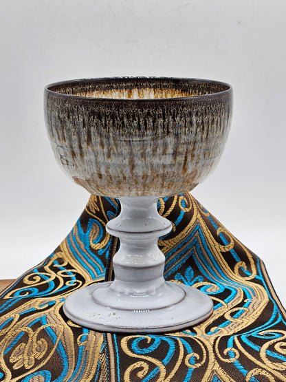 Vintage Studio pottery beautifully glazed wine goblet, VGC