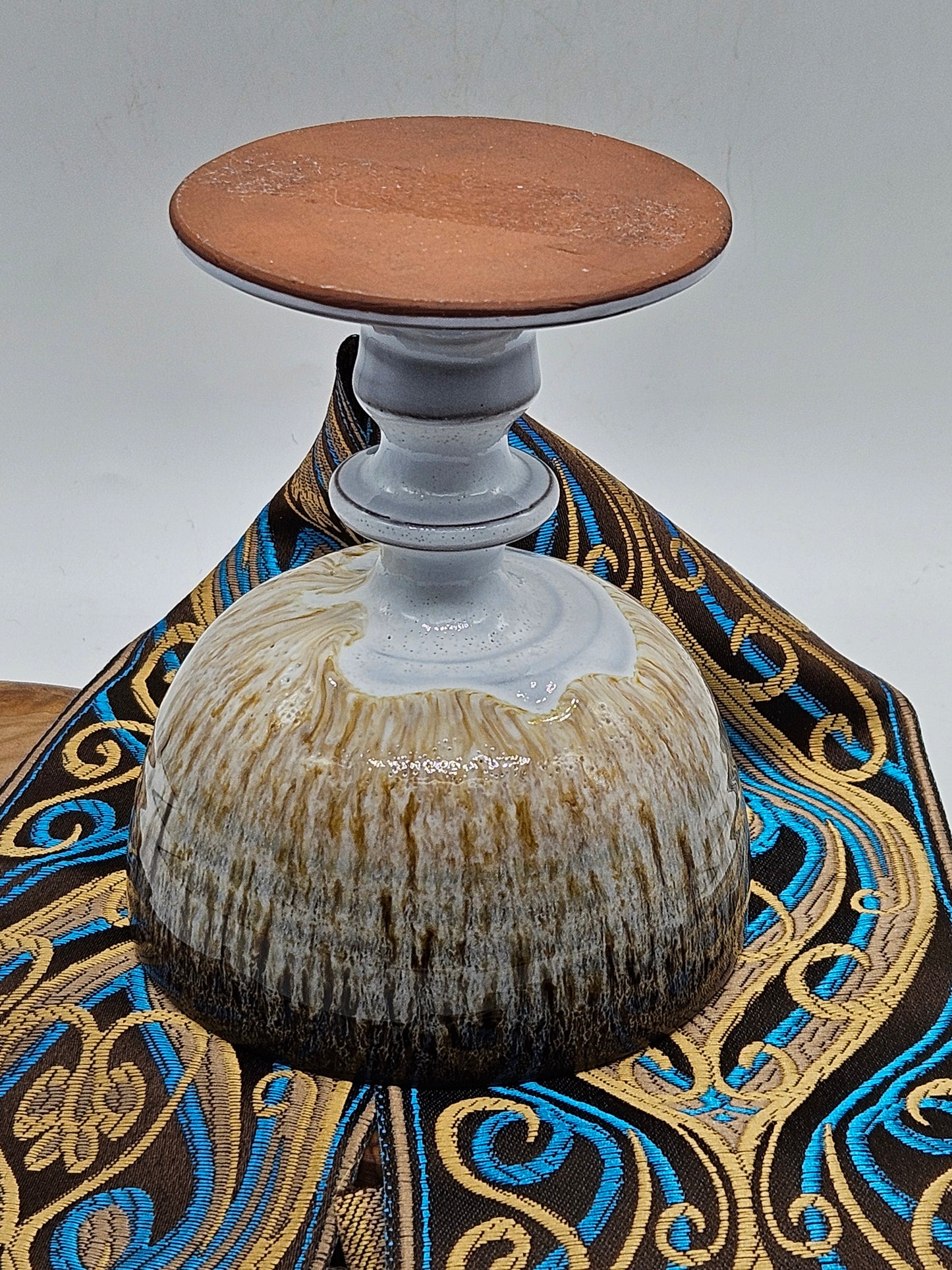 Vintage Studio pottery beautifully glazed wine goblet, VGC