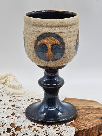 Vintage Studio Pottery Goblet Mushroom Magic, VGC