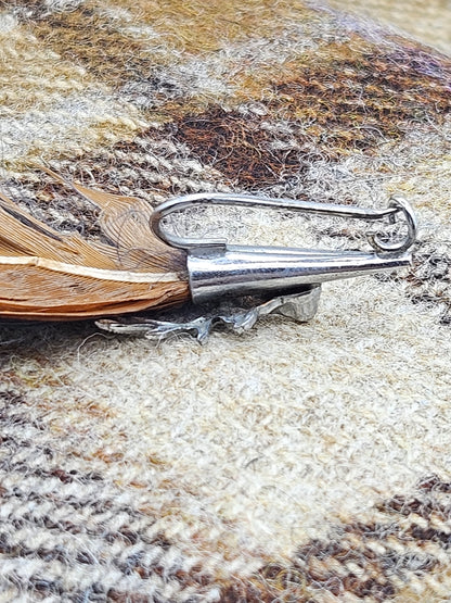 Vintage Scottish Brooch Deer and Pheasant Feather