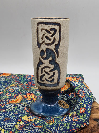 Vintage Studio Pottery elegant goblet with Celtic ornament