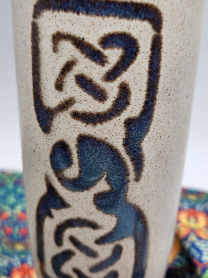 Vintage Studio Pottery elegant goblet with Celtic ornament
