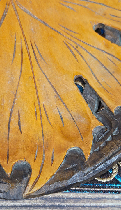Vintage hand carved wooden dish/panel