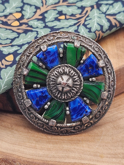 Vintage Large Scottish Brooch/Pendant with gemstones, VGC, L1091