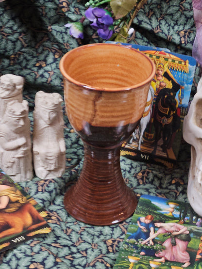 Vintage Studio Pottery goblet with two-coloures gloss glaze, VGC N401