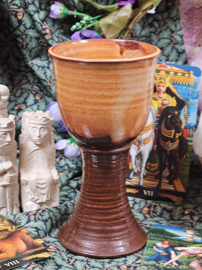Vintage Studio Pottery goblet with two-coloures gloss glaze, VGC N401