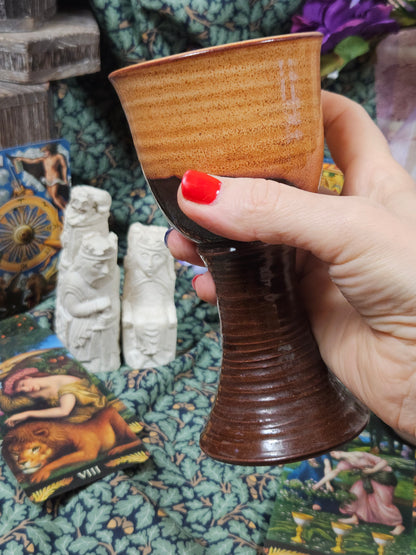 Vintage Studio Pottery goblet with two-coloures gloss glaze, VGC N401