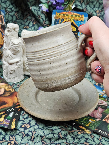 Vintage studio pottery Tea pair - medieval style mug and saucer