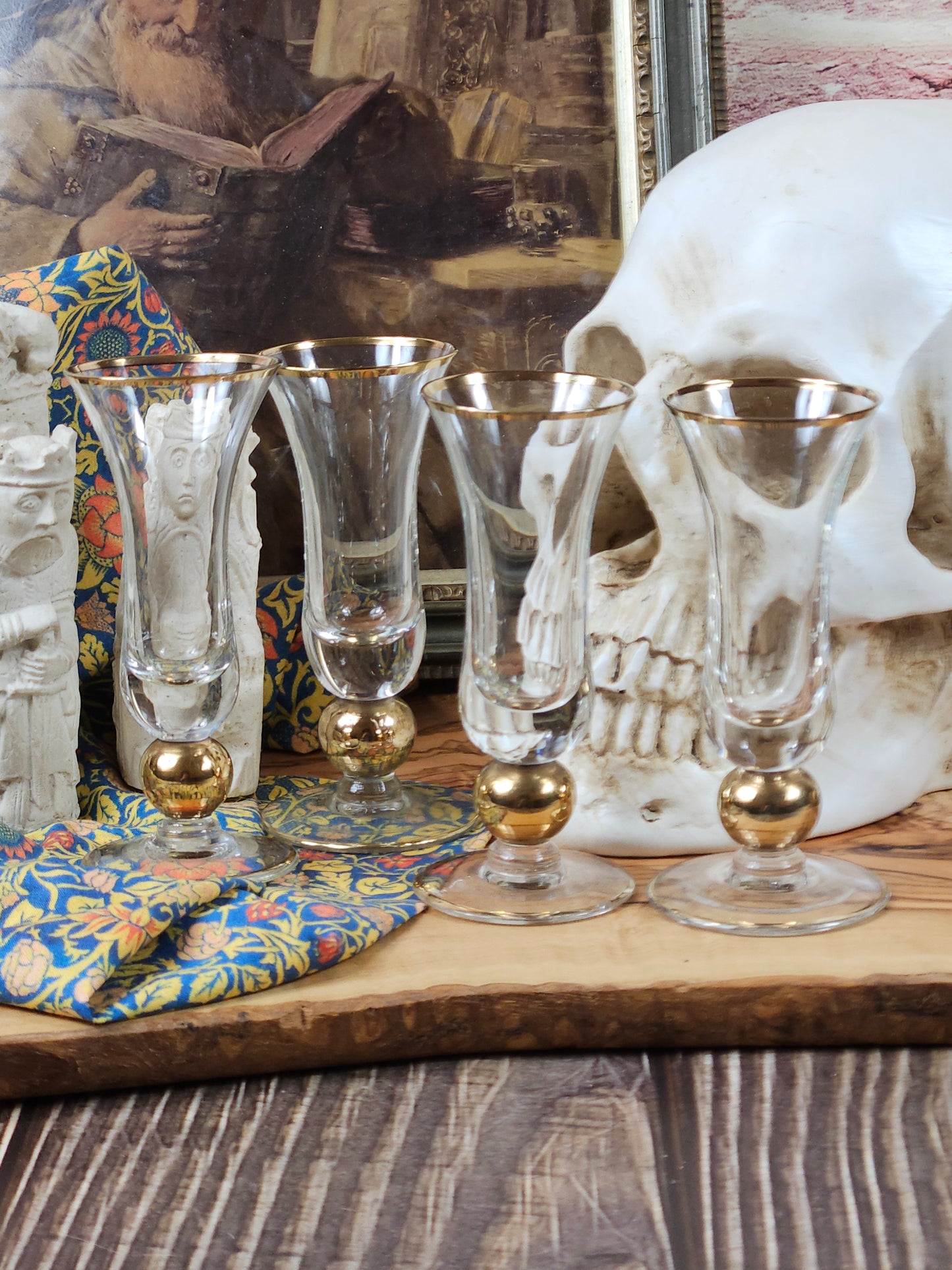 Set Four vintage Cherry glass shots