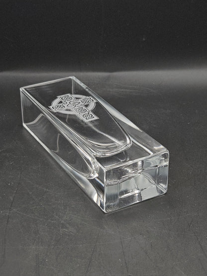 Vintage small glass vase with Celtic Cross
