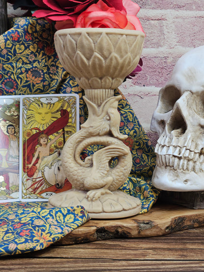 Unusual Vintage Resin Dragon Candleholder or Vase or Urn